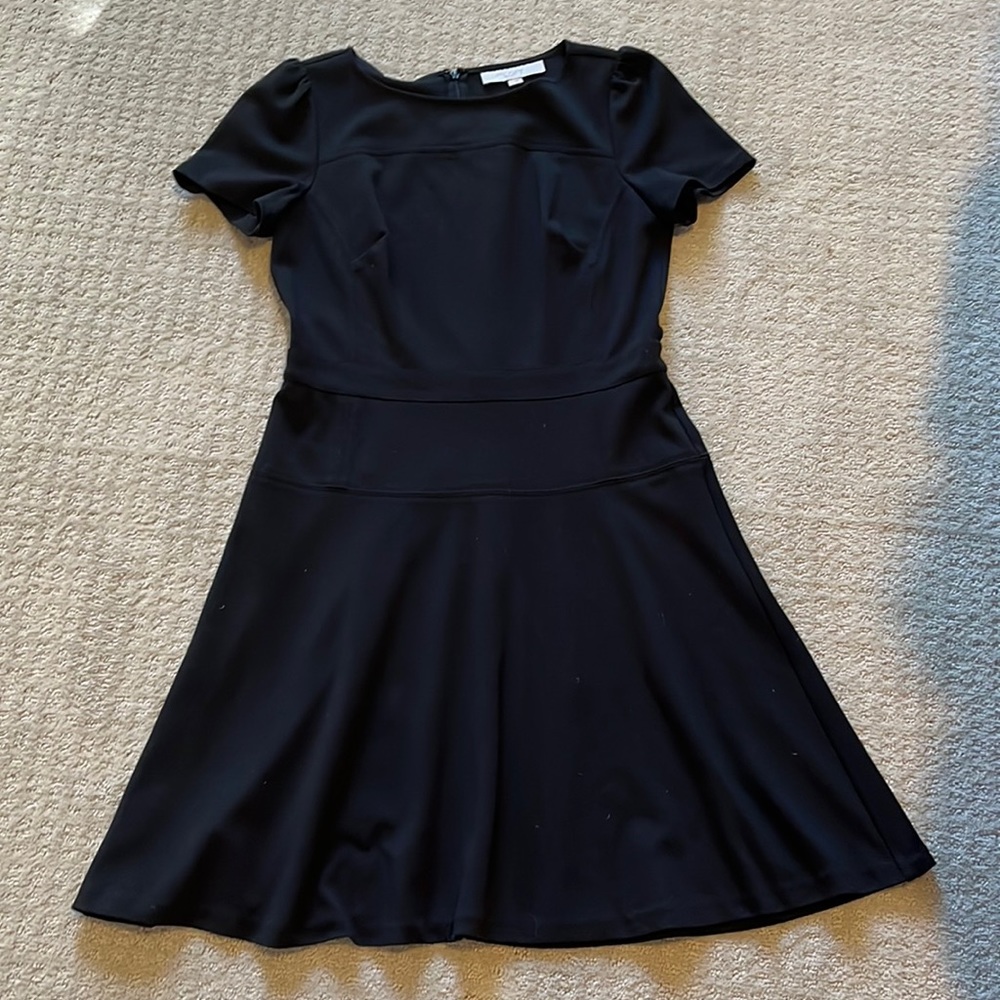 Ann Taylor Loft size 4 black dress. Short sleeve. Knee length.